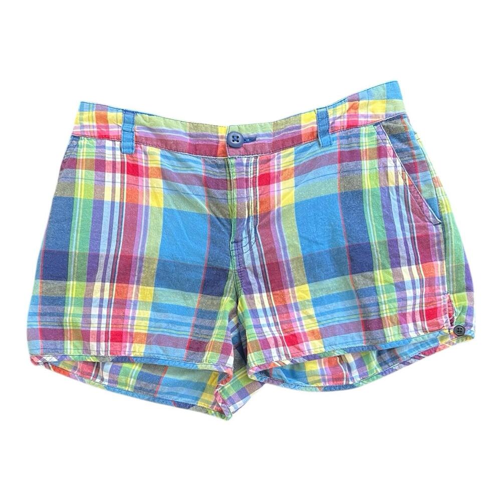 POLO RALPH LAUREN Juniors Teens Size 14 Cotton Plaid Shorts Colorful Mid Rise 9"